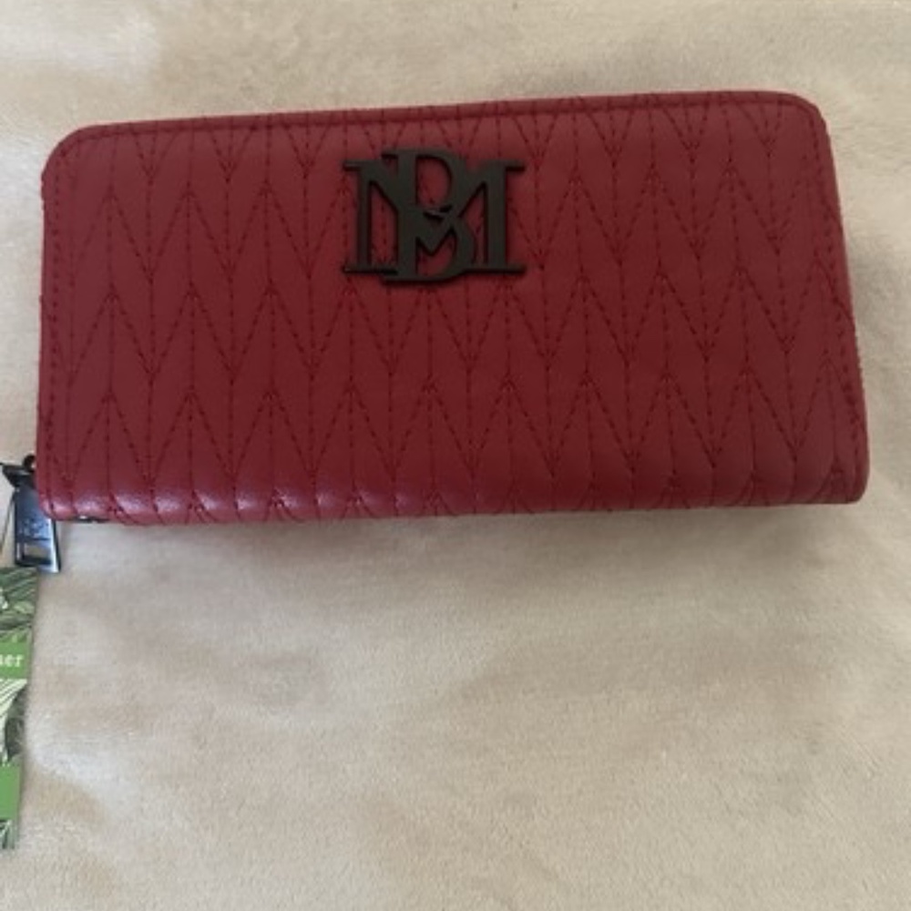 Flash Sale - Badgley Mischka Vegan Leather Wallet Wristlet Phone Pocket In Red - Picture 4 of 9